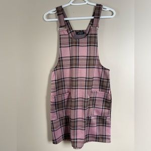 Eclipse Y2K Pink Plaid Overall Dress